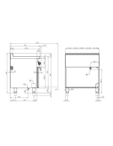 Cucina professionale a gas con 6 fuochi - Forno...