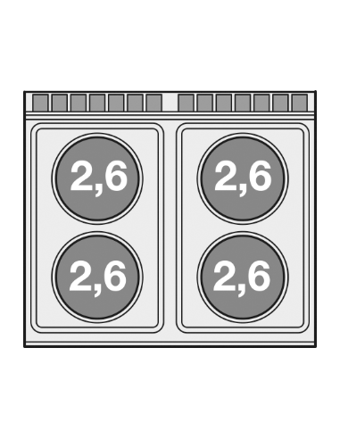 Cocina eléctrica profesional con 4 placas...