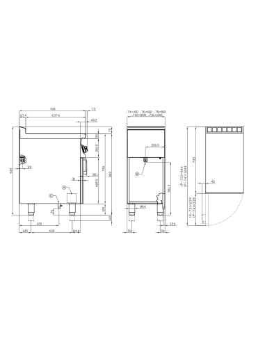 Professional electric stove with 4 square...