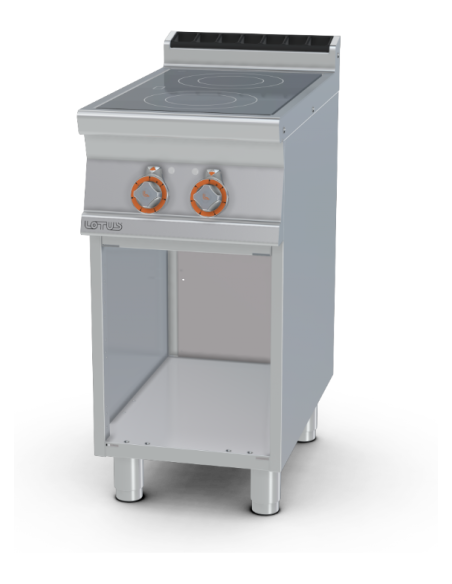 Professional glass-ceramic stove with 2 cooking zones - Power kW 2.5 (x2) - Open compartment - cm 40 x 70.5 x 90 h