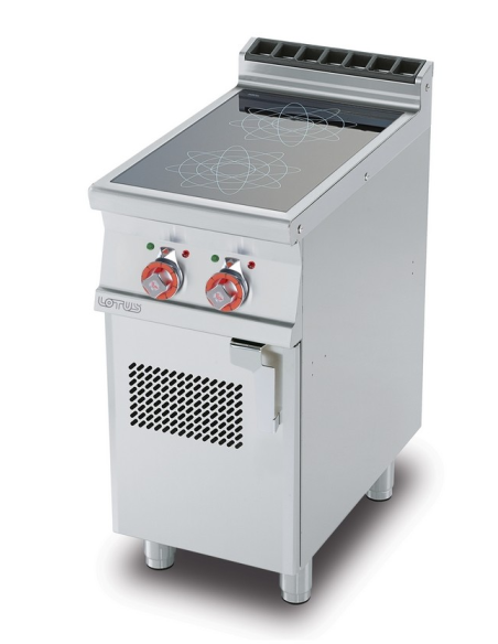 Cucina professionale a induzione con 2 zone di cotture - Potenza kW 5 (x2) - cm 40 x 70,5 x 90 h