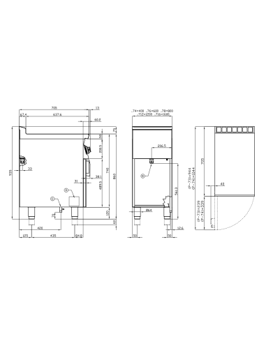 Cucina professionale a induzione con 2 zone di...