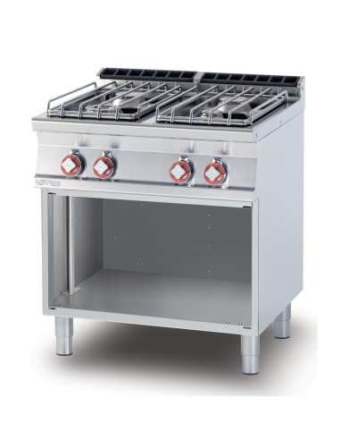 Professional gas stove with 4 burners - Open...