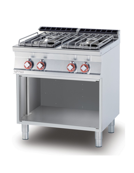 Professional gas stove with 4 burners - Open compartment - cm 80 x 70.5 x 90 h