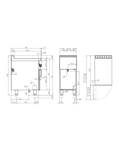 Professional gas stove with 6 burners - Open...