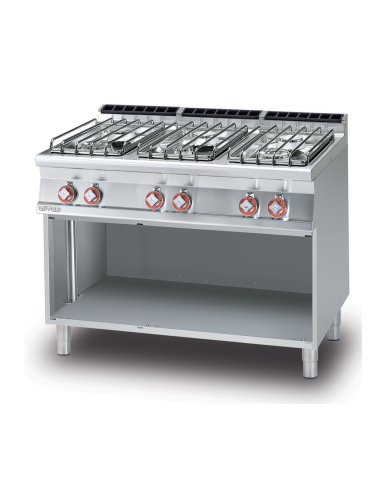 Cocina de gas profesional con 6 quemadores -...