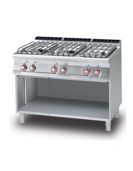 Professional gas stove with 6 burners - Open compartment - cm 120 x 70.5 x 90 h