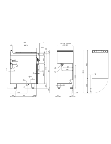 Cocina de gas profesional con 4 quemadores -...