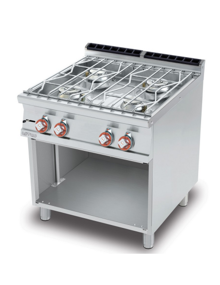 Professional gas water stove with 4 burners - Open compartment - cm 120 x 70.5 x 90 h