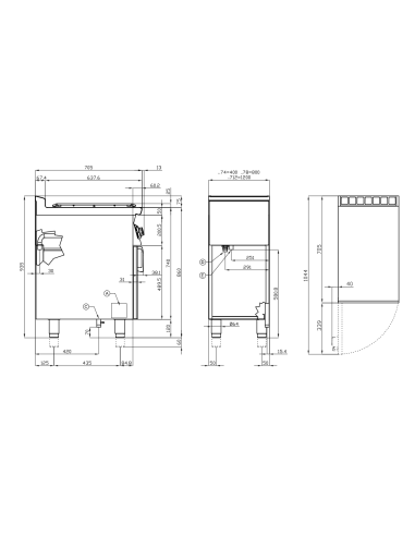 Cocina de gas profesional con 6 quemadores -...