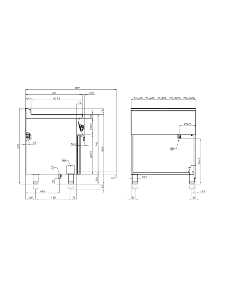 Professional gas paellero - Static gas oven for GN 2/1 - cm 80 x 70.5 x 90 h