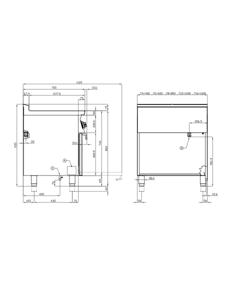 Cucina elettrica professionale - Tuttapiastra con forno elettrico statico - cm 80 x 70,5 x 90 h