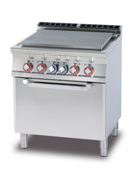 Cocina eléctrica profesional - Placa con horno eléctrico puerta de cristal - cm 80 x 70.5 x 90 h
