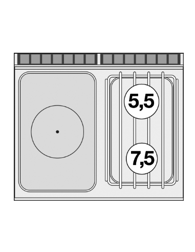 Cocina de gas profesional - Placa con 2...