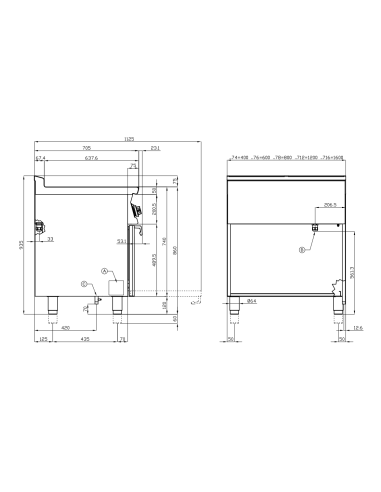 Cocina de gas profesional - Placa con 2...