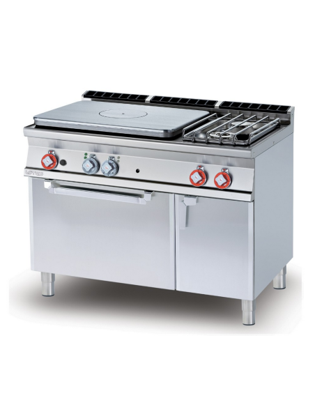 Cocina de gas profesional - Placa con 2 quemadores y horno de gas estático - cm 120 x 70,5 x 90 h