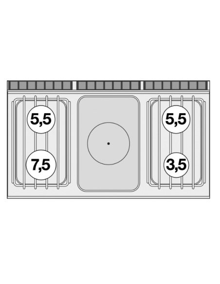 Professional gas stove - Plate with static gas oven - cm 120 x 70.5 x 90 h