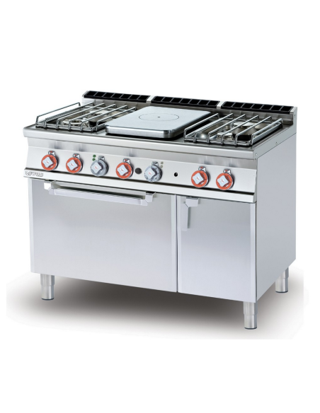 Cucina professionale a gas - Tuttapiastra con forno gas statico - cm 120 x 70,5 x 90 h