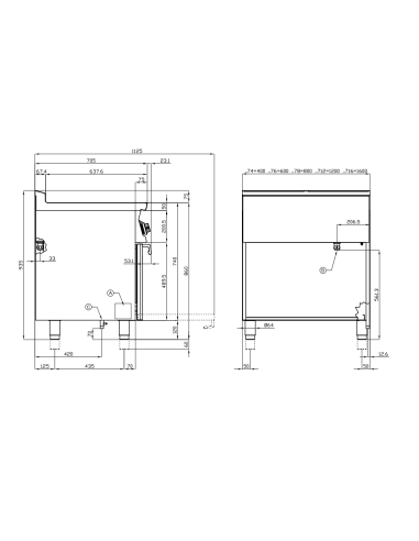 Cocina profesional de gas con horno eléctrico -...