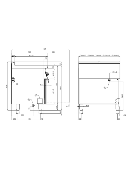 Professional gas stove with electric ventilated oven - Plate - cm 80 x 70.5 x 90 h