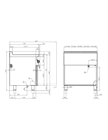 Professional Gas Cooker - Plate with 2 Burners...