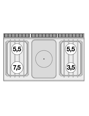 Professional gas stove - Plate with 4 burners...