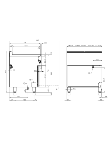 Cucina professionale a gas - Tuttapiastra con 4...