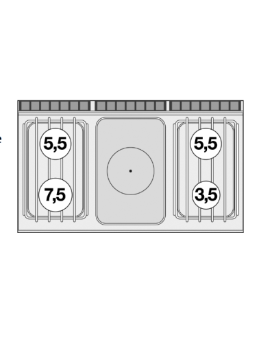Cocina de gas profesional - Placa con 4...