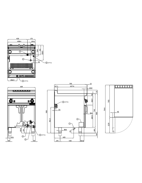 Professional gas pasta cooker - Capacity tank 40 liters - cm 60 x 70.5 x 90 h
