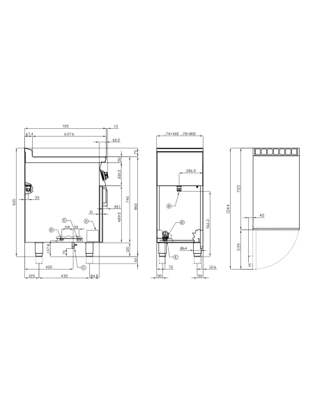 Bagnomaria professionale elettrico per bacinelle N°1 GN 1/1 H 15 - cm 40 x 70,5 x 90 h
