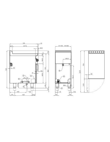 Professional electric bowl bain-marie N° 1 x GN 2/1 H 15 - cm 80 x 70.5 x 90 h
