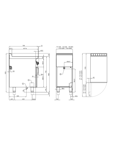 Fry top eléctrico profesional con placa cromada lisa - cm 40 x 70,5 x 90 h