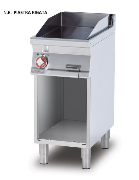 Fry top eléctrico profesional con placa de acero acanalada - cm 40 x 70,5 x 90 h
