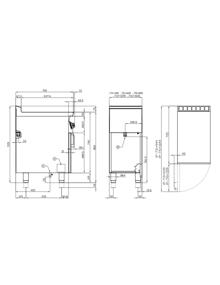Fry top eléctrico profesional con placa de acero acanalada - cm 40 x 70,5 x 90 h