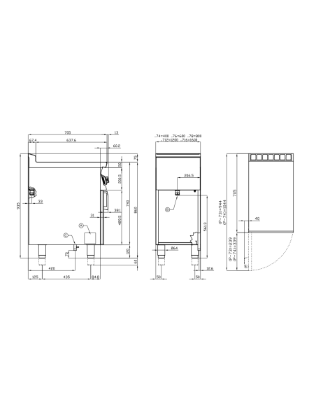 Fry top eléctrico profesional con placa de acero lisa - cm 60 x 70,5 x 90 h
