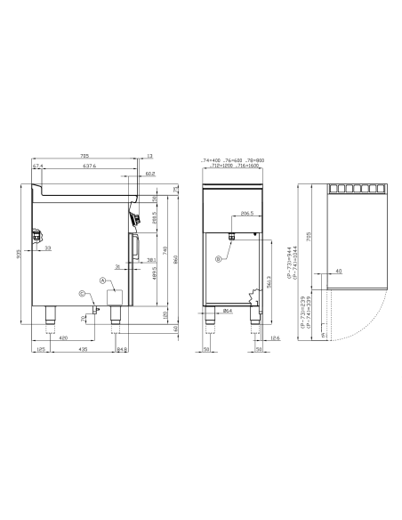 Fry top eléctrico profesional - Placa 1/2 lisa 1/2 ranurada - cm 60 x 70,5 x 90 h