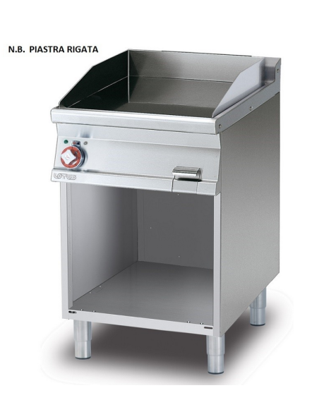 Fry top eléctrico profesional con placa acanalada cromada - cm 60 x 70,5 x 90 h