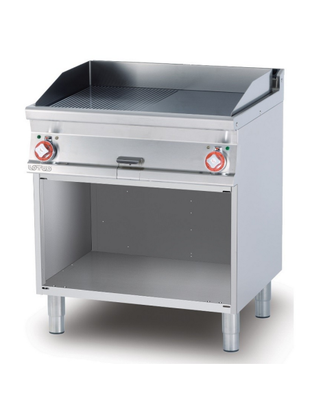 Professional electric fry top with plate 1/2 smooth 1/2 striped chrome - cm 80 x 70.5 x 90 h