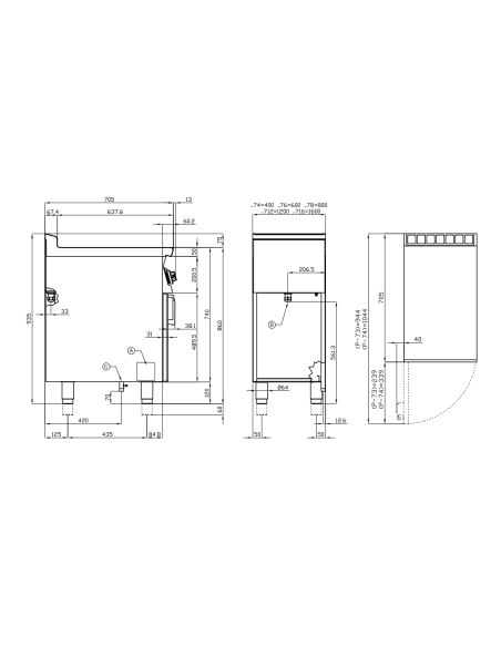 Fry top eléctrico profesional con placa de acero lisa - cm 120 x 70,5 x 90 h