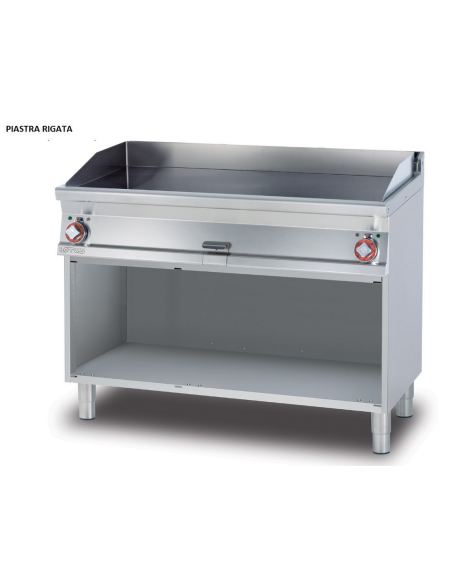 Fry top eléctrico profesional con placa de acero acanalada - cm 120 x 70,5 x 90 h