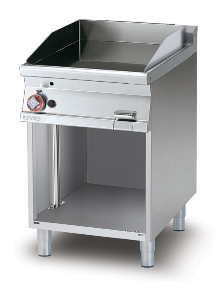 Professional gas fry top with smooth steel plate and open compartment - cm 60 x 70.5 x 90 h