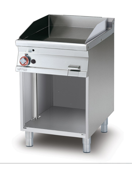 Fry top a gas professionale con piastra liscia cromata e vano aperto - cm 60 x 70.5 x 90 h