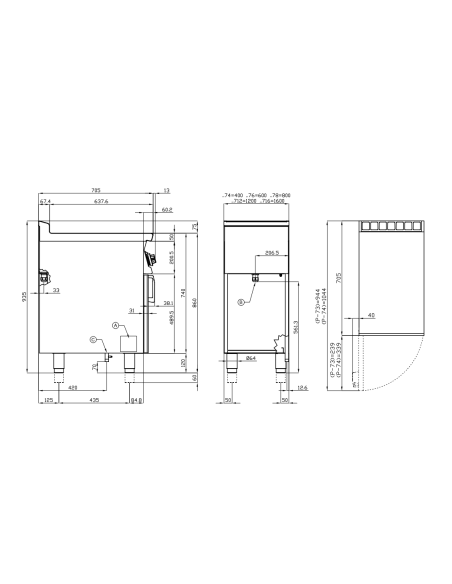 Professional gas fry top with smooth plate and open compartment - cm 80 x 70.5 x 90 h