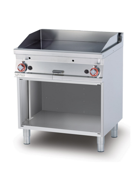Professional gas fry top with smooth plate and open compartment - cm 80 x 70.5 x 90 h