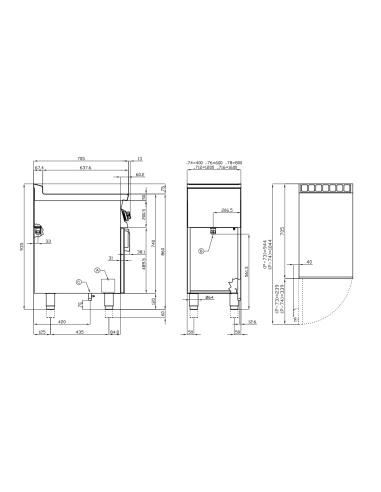 Professional gas fry top with 1/2 Smooth plate...