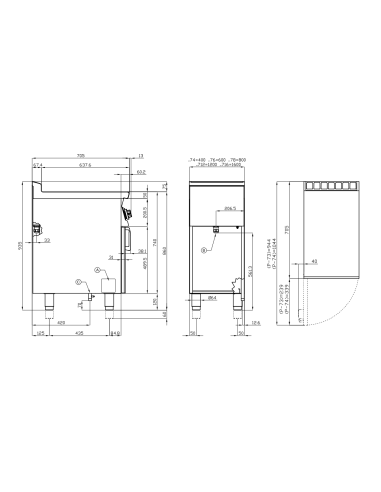 Fry top a gas professionale con 1/2 Piastra...