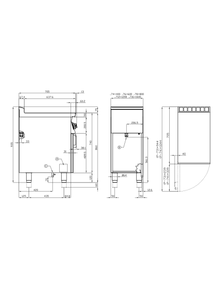 Fry top de gas profesional con 1/2 Placa lisa 1/2 Placa acanalada cromada - cm 120 x 70,5 x 90 h