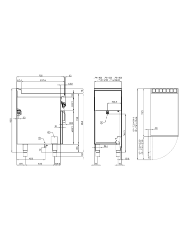 Professional gas fry top with ribbed plate and...