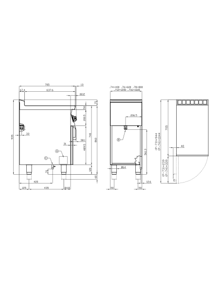 Griglia elettrica contact professionale - Cottura diretta - cm 80 x 70,5 x 90 h