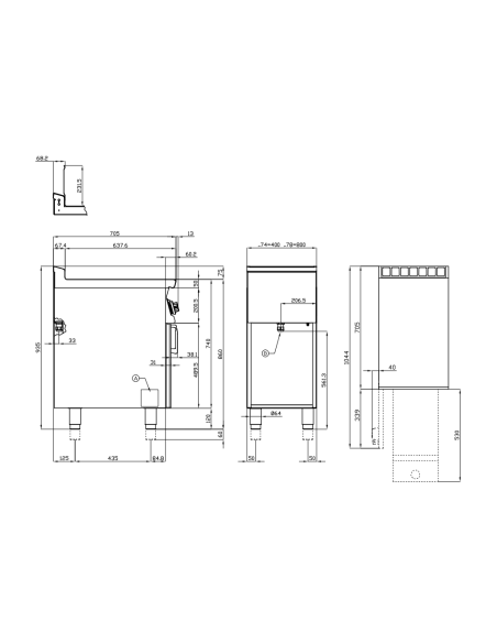 Freidora eléctrica profesional - Capacidad cubas 8+8 lt - cm 40 x 70,5 x 90 h